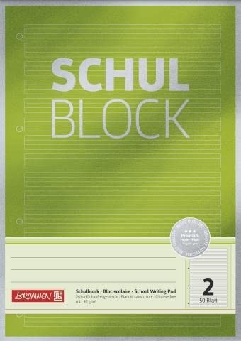 Brunnen 1026367166 10X Schulblock A4 Lin2 50Bl Premium von BRUNNEN