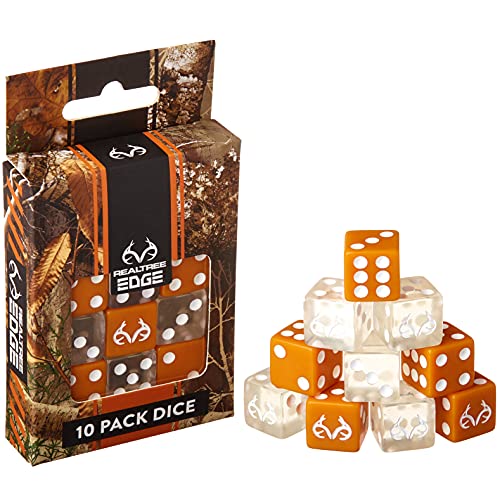 Realtree Edge Würfel-Set, 10 Stück, orangefarbene und transparente Spielsteine, sechsseitiges Würfelbrett, Gaming-Zubehör, cooles Outdoor-Thema, für Vatertag, Familienspielabend, Würfelrollen Realtree Edge Würfel-Set, 10 Stück, orangefarbene und transparente Spielsteine, sechsseitiges Würfelbrett, Gaming-Zubehör, cooles Outdoor-Thema, für Vatertag, Familienspielabend, Würfelrollen von Brybelly