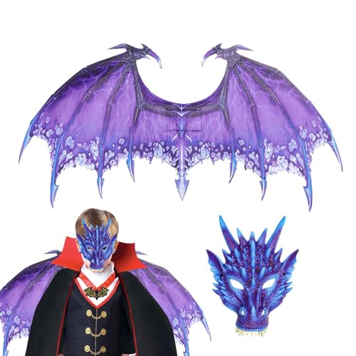 Bsbkoj Drachenkostüm für, Dinosaurierkostüm, Drachenkostüm für Erwachsene, Flügel, Cosplay-Zubehör, Flügel und -Set, Halloween-Maskerade für (95 x 45 cm) von Bsbkoj