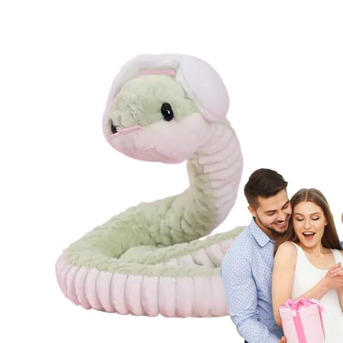 Bsbkoj Snake Stuffed Animal Toy, Soft Warm Winter Scarf Plush Snake, 59-Inch Huggable Long Cuddly Toy with Hairpin, Cute Room Decor for Kids & Adults, Pink, Green, von Bsbkoj