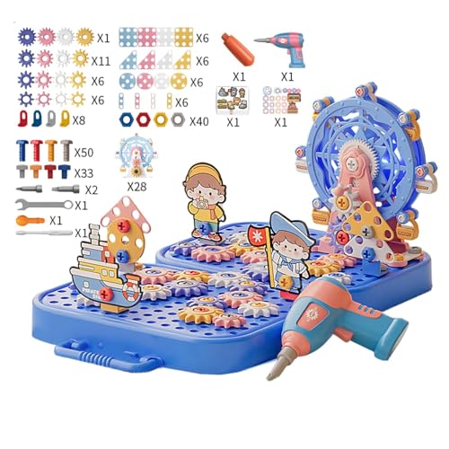 Bsbkoj Toddler Drill and Screw Toys, Construction Games,13.39x7.87x3.54 Inches Educational Screws Drill Preschool, Kindergarten Classroom Toy for Over 3 Years Old Toddler, Building Tool Set von Bsbkoj