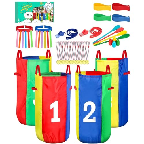 Outdoor Carnival Sack Race Games Set mit 3 Legged Relay Bands, Yard Game Supplies, Lawn Games for Birthdays, School Events, Family Festivals, Kinder und Erwachsene, gemischte Farbe von Bsbkoj