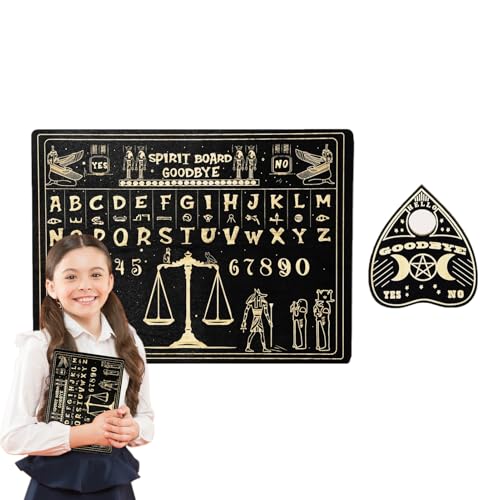 Spirit Board Game, Miniature Wooden Spirit Board, Dowsing Divination Tool, Engraved Mystical Design 12.99x8.66x0.31 inches, Includes Planchette, Compact and Portable von Bsbkoj