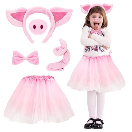 Karneval Kostüme für Kinder, Katzenkostüm Kinder Mädchen, Faschingskostüme Kinder, Kostüme für Mädchen, Verkleidung Kinder Tiere, Schwein Kostüm Kinder, Tierkostüm Schafe Rosa Katze Tutu Rock Set (A) von Bseical