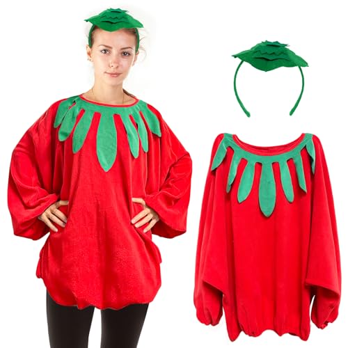 Tomaten Kostüm Erwachsene, Faschingskostüme Damen, Karneval Kostüm Herren, Karnevalskostüme Früchte Gemüse Gruppenkostüme Party Cosplay Festumzug Accessoires Mit Haarreif Obstkostüm (weiblich) von Bseical