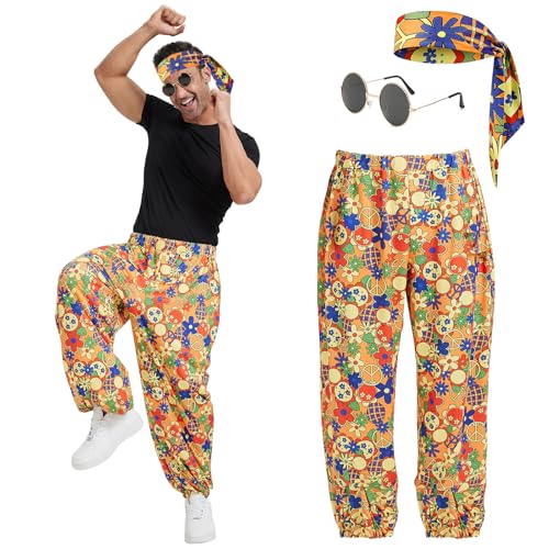 Hippie Kostüm Weite Hose, Karneval Kostüm Herren Lustig, Hippie Kleidung 60er 70er 80er Jahre, Karnevalskostüme Männer Hippie Accessoires mit Stirnband / Sonnenbrille / Schlaghose Fasching Party (L) Hippie Kostüm Weite Hose, Karneval Kostüm Herren Lustig, Hippie Kleidung 60er 70er 80er Jahre, Karnevalskostüme Männer Hippie Accessoires mit Stirnband / Sonnenbrille / Schlaghose Fasching Party (L) von Bseical