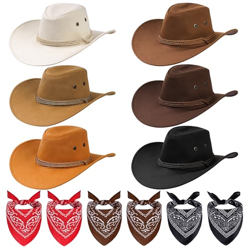 12-teiliges Cowboyhut und Bandana, Vintage-Cowboy-Kostüm-Set, Unisex, Cowboy mit Bandana, Schal für Damen und Herren, Party-Zubehör, Gemischte Farbe, Einheitsgröße 12-teiliges Cowboyhut und Bandana, Vintage-Cowboy-Kostüm-Set, Unisex, Cowboy mit Bandana, Schal für Damen und Herren, Party-Zubehör, Gemischte Farbe, Einheitsgröße von Bskifnn
