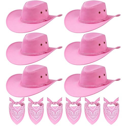 12-teiliges Cowboyhut und Bandana, Vintage-Cowboy-Kostüm-Set, Unisex, Cowboy mit Bandana, Schal für Damen und Herren, Party-Zubehör, Pink, Einheitsgröße 12-teiliges Cowboyhut und Bandana, Vintage-Cowboy-Kostüm-Set, Unisex, Cowboy mit Bandana, Schal für Damen und Herren, Party-Zubehör, Pink, Einheitsgröße von Bskifnn