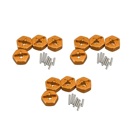 Bsowte 3 x Upgrades des sechseckigen Radnabenadapters aus Aluminiumlegierung von 12 mm für Auto-Ersatzteile 144001 1/14 RC, Gelb von Bsowte