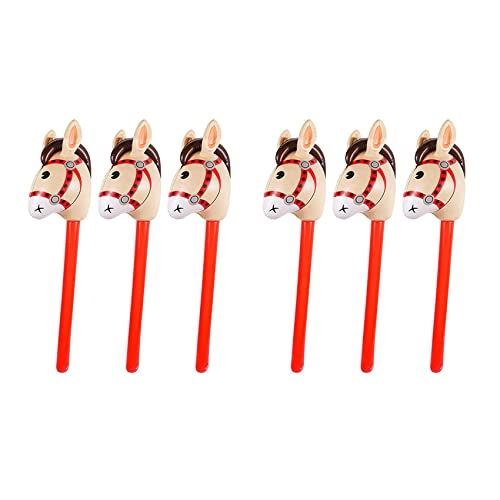 Bsowte 6 Stück aufblasbare Pferdeköpfe Cowgirl Stock PVC Lernballon im Freien von Bsowte