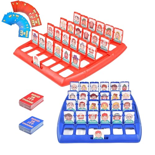 Family Erraten Spiele, Wer ist es Lustiges Ratespiel Brettspiel Eltern Kind Interaktives Spielzeug, Guess Who Whats Their Name Classic Guess Game, Brettspiel für Familien- und Partyspaß (Blau) von Bssowe