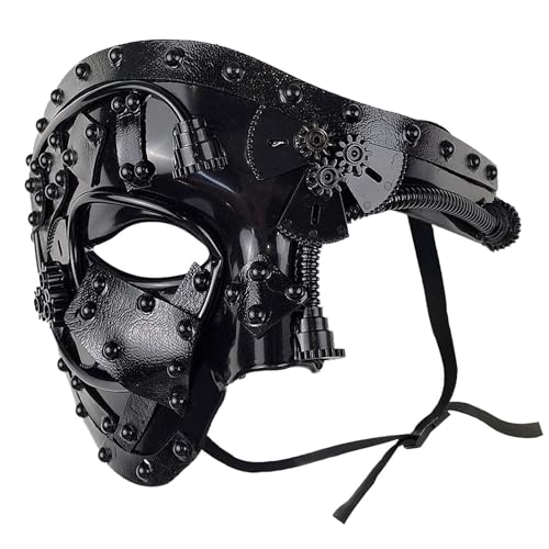 Bstask Halbmaske Steampunk Maske Phantom Mechanische Venezianische Maske Maskerade Cosplay Maske für Halloween Kostüm Party/Karneval/Weihnachten von Bstask
