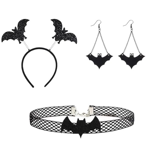 Btgghytr Haarreif Halloween Stirnband Ohrringe und Halsband Set Stilvolles Accessoire Festlich Ornament für Motto-Partys und Cosplay-Veranstaltungen Niedliches Haarband Haarschmuck Btgghytr Haarreif Halloween Stirnband Ohrringe und Halsband Set Stilvolles Accessoire Festlich Ornament für Motto-Partys und Cosplay-Veranstaltungen Niedliches Haarband Haarschmuck von Btgghytr