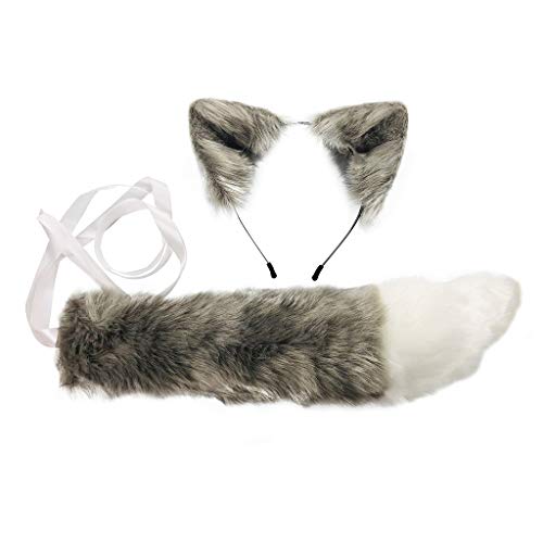 Btgghytr Haarreif für Damen und Mädchen, Kunstfell, Kätzchen, Wolfsohren, Stirnband, langer Schwanz, Bonbonfarben, Anime-Verkleidung, Tier-Kostüm, Halloween, Party-Requisiten für Erwachsene und Kinder Btgghytr Haarreif für Damen und Mädchen, Kunstfell, Kätzchen, Wolfsohren, Stirnband, langer Schwanz, Bonbonfarben, Anime-Verkleidung, Tier-Kostüm, Halloween, Party-Requisiten für Erwachsene und Kinder von Btgghytr