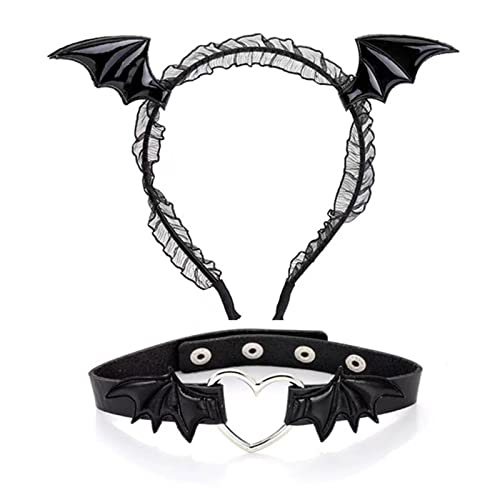 Btgghytr Stirnband für Frauen Mädchen 2 Stück Fledermausflügel Form Stirnband Choker Cosplay Karneval Kostüm Haarspange Kopfschmuck Halloween Geburtstag Party Chic Set Niedlich Haarband Haarschmuck Btgghytr Stirnband für Frauen Mädchen 2 Stück Fledermausflügel Form Stirnband Choker Cosplay Karneval Kostüm Haarspange Kopfschmuck Halloween Geburtstag Party Chic Set Niedlich Haarband Haarschmuck von Btgghytr