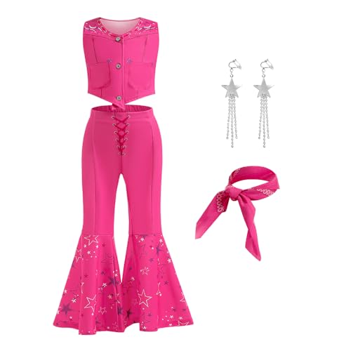 Btonai Cowgirl-Kostüm für Mädchen, 70er-80er-Jahre, Disco-Outfits, Kinder, Rosa, Western-Weihnachtsfeier, Verkleidung, 3–12 Jahre Btonai Cowgirl-Kostüm für Mädchen, 70er-80er-Jahre, Disco-Outfits, Kinder, Rosa, Western-Weihnachtsfeier, Verkleidung, 3–12 Jahre von Btonai