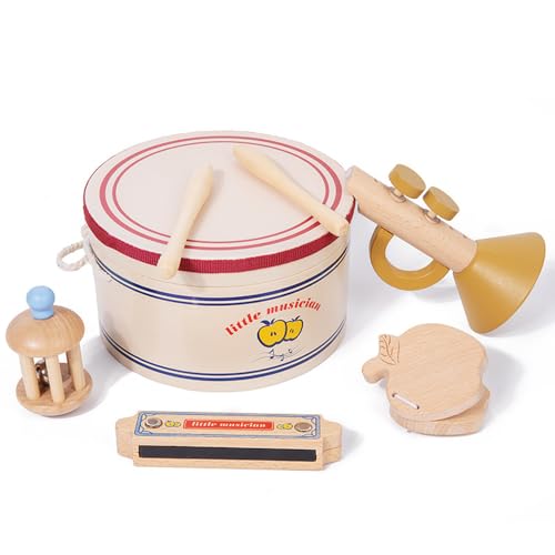 Btuty Montessori Spielzeug ab 1 Jahre (5 in 1) - Trommel Kinder/Mundharmonika/Trompete, Musikinstrumente für Kinder ab 1 Jahre, holzspielzeug Baby, Geburtstagsgeschenk für Jungen Mädchen 1-3 Jahre Btuty Montessori Spielzeug ab 1 Jahre (5 in 1) - Trommel Kinder/Mundharmonika/Trompete, Musikinstrumente für Kinder ab 1 Jahre, holzspielzeug Baby, Geburtstagsgeschenk für Jungen Mädchen 1-3 Jahre von Btuty