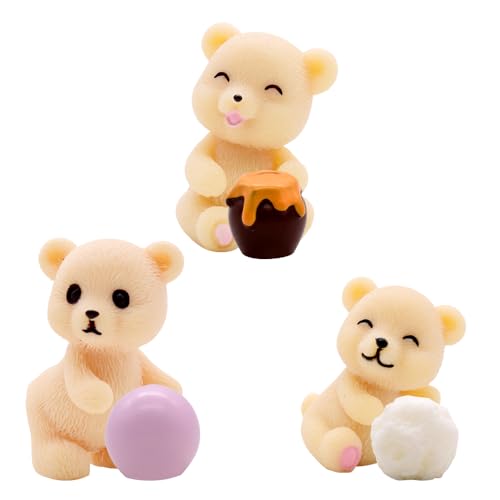 Bär Kuchendeko, Bär Mini Figuren Set, Schlüsselanhänger Bär Ornamente, Kleiner Niedlichen Harz Bär Dekoration, Mini Figuren, Kuchen Dekoration Cake Topper von BuLKee