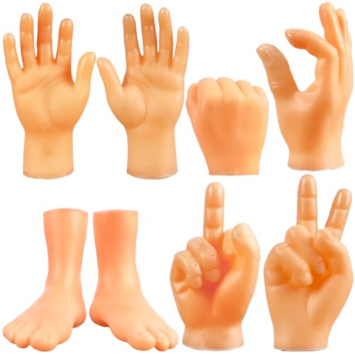BuLKee Mini Hände Fingerpuppen, 14pcs Finger Kleiner Hände, Lustige Fingerpuppen Set Linke und Rechte Hand Tiny Hände für Interaktives Katzenspielzeug, Streich Spielzeug von BuLKee