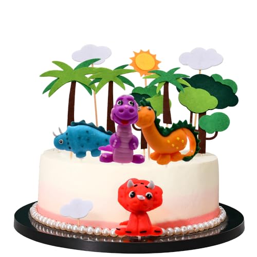Dinosaurier Tortendeko,13 Stück Dino Geburtstag Kuchen Deko, Dinosaurier Party Cupcake Toppers Happy Birthday Cake Topper für Dinosaurier Geburtstag Deko 3D Dinosaurier Kuchen Topper für Kinder Junge von BuLKee
