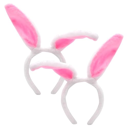 Hase Ohren Haarbänder, 2 Stück Ostern Hasenohren für Kinder, Rosa Kaninchen Kostüm Zubehör Plüsch Haarbänder mit Hasenohren Oster Hasenohren Haarreif Easter Bunny Costume Party Zubehör für Kinder von BuLKee