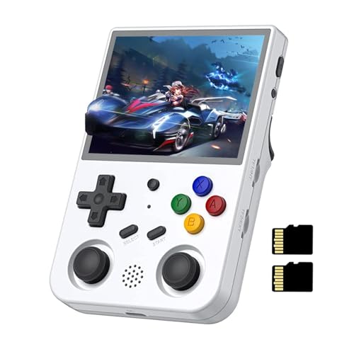 RG353V Handheld Spielkonsole, Dual OS Android 11 und Linux System, 16G+64G TF Karte RK3566 Chips Quad-Core 1.8GHz,Retro Konsole RG353V Unterstützung 5G WiFi 4.2 Bluetooth(weiß) von BuLuHAHA