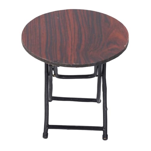 Miniaturfaltbarer Tisch, 1: 12 hölzerne Faltbare Exquisite runde Tisch, Skala winziger Esstisch für Puppenhausküchenzubehör Miniaturfaltbarer Tisch, 1: 12 hölzerne Faltbare Exquisite runde Tisch, Skala winziger Esstisch für Puppenhausküchenzubehör von Buachois