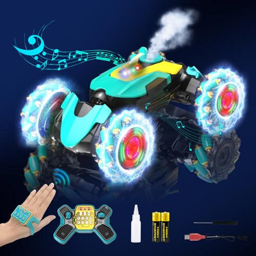 Bubbacare Ferngesteuertes Auto, 4WD Drift Car mit Spray, 2.4Ghz Fernbedienung & Gestensteuerung, 360° Drehung Off Road RC Auto, RC Stunt Car mit Licht & Musik für Jungen ab 6 Jahren von Bubbacare