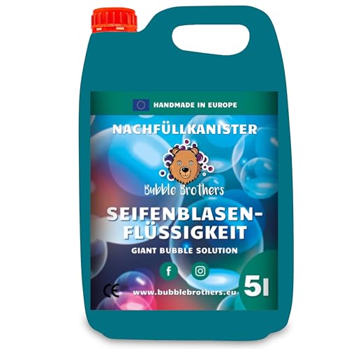 Bubble Brothers 5L Seifenblasenflüssigkeit für Riesenseifenblasen & Seifenblasen – Premium Nachfüllkanister für Kindergeburtstag & Outdoor Spaß XXL unplatzbare Seifenblasen von Bubble Brothers