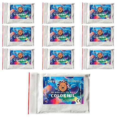 Bubble Brothers Riesenseifenblasen Pulver 10 x 5 Liter Seifenblasenlösung Zauberpulver Seifenblasen Pulver für Seifenwasser Party‘s Geburtstag Hochzeit Geschenk Giant Soap Bubbles 50 Liter von Bubble Brothers