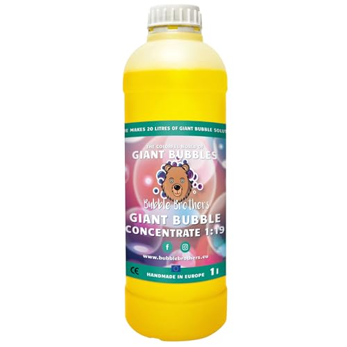 Bubble Brothers Seifenblasen Nachfüllflasche Konzentrat 1 Liter für 20 Liter für Riesenseifenblasen Seifenblasen Flüssigkeit für Seifenblasenmaschine mit Wow-Effekt Seifenblasen Lösung (1x 20L) von Bubble Brothers