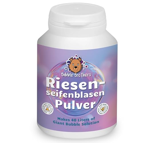 Bubble Brothers Riesenseifenblasen Pulver – 160g für 40L Seifenblasenflüssigkeit – für XXL Seifenblasen Set & Seifenblasenstab – Seifenblasen Pulver von Bubble Brothers
