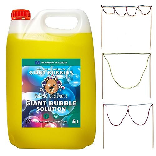 Bubble Brothers Riesenseifenblasen Set 3 Seifenblasenstäbe und 5L Seifenblasenflüssigkeit Seifenblasen Set für Kinder Seifenblasen Flüssigkeit und Riesenseifenblasen Stäbe (5L + 3 Seifenblasenstäbe) Bubble Brothers Riesenseifenblasen Set 3 Seifenblasenstäbe und 5L Seifenblasenflüssigkeit Seifenblasen Set für Kinder Seifenblasen Flüssigkeit und Riesenseifenblasen Stäbe (5L + 3 Seifenblasenstäbe) von Bubble Brothers