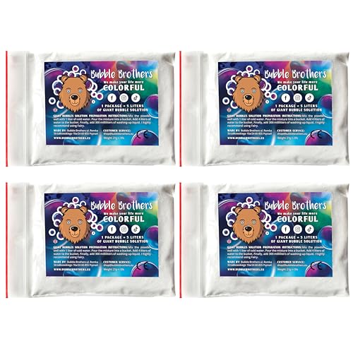 Bubble Brothers - Riesenseifenblasen Pulver für 20 Liter Seifenblasenlösung große und haltbare Seifenblasen Seifenblasenflüssigkeit 4 x 5 Liter Nachfüllflasche Geschenk Giant Soap Bubbles Mixture von Bubble Brothers