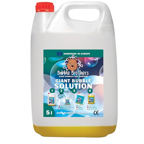 Bubble Brothers Seifenblasen Nachfüllflasche 5L Seifenblasenflüssigkeit Seifenblasenlösung Konzentrat für Riesenseifenblasen Stabile Seifenblasen (1 x 5L) von Bubble Brothers