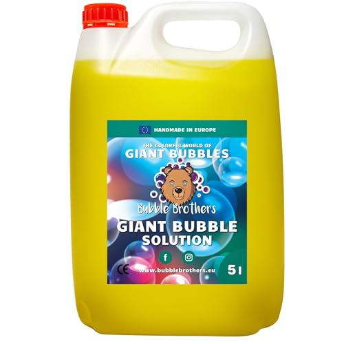 Bubble Brothers Seifenblasenflüssigkeit 5 Liter für Riesenseifenblasen und Normale Seifenblasen Nachfüllflasche 5l unplatzbare XXL Bunte Seifenblasen Seifenblasenlösung (5 Liter) (5 Liter) von Bubble Brothers