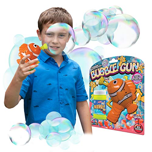 Bubble Gun - Clownfisch von Deluxebase. Kinder-Tier-Seifenblasen-Spielzeug. Lustiges Seifenblasen Spielzeug, das Stunden Spaß durch Reibungskraft Macht von Bubble Gun