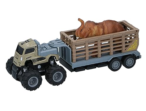 Bubble Store 2 in 1-Spielzeug Tiertransporter mit Tier, Zugmaschine mit Friktionsantrieb und Anhänger mit Gatter (Elefant) von Bubble Store
