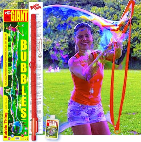 Bubblething Riesiger Seifenblasen-Zauberstab, verbessert, Blasen, 9 m lang und mehr, inklusive Seifenblasen-Mischung, um 10 Liter Seifenblasenlösung zu machen, einfacher, sicherer Familienspaß im von Bubble Thing