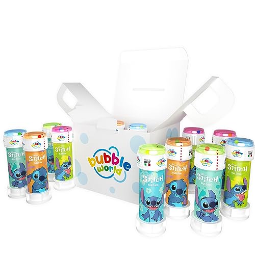 Bubble World - Stitch Party Pack - 12 Flaschen Blasen - 60 ml - Einfarbige Tuben und integriertes Gebläse - Perfekt für Geburtstagsfeiern für Ihr Kind und Seine Freunde - Made in Italy Bubble World - Stitch Party Pack - 12 Flaschen Blasen - 60 ml - Einfarbige Tuben und integriertes Gebläse - Perfekt für Geburtstagsfeiern für Ihr Kind und Seine Freunde - Made in Italy von Bubble World