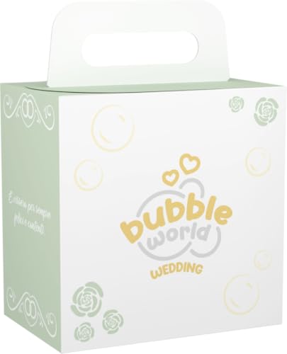 Dulcop – Wedding Nature – Seifenblasen für Hochzeiten, 6 x 60 ml, weiße Röhrchen mit integriertem Gebläse, Gadget für Gastgeschenke, Tischkarten für Elegante Hochzeiten, hergestellt in Italien von Bubble World