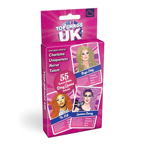 Bubblegum Stuff Top Drags UK - Inoffizielles Drag Race UK Kartenspiel - Sashay Your Way to Victory - Kanalisma, Einzigartigkeit, Nerv & Talent - Popkulturspaß für alle Altersgruppen für Drag Fans Bubblegum Stuff Top Drags UK - Inoffizielles Drag Race UK Kartenspiel - Sashay Your Way to Victory - Kanalisma, Einzigartigkeit, Nerv & Talent - Popkulturspaß für alle Altersgruppen für Drag Fans von Bubblegum Stuff