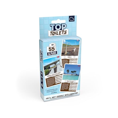 Bubblegum Stuff Top Toiletten – 55 Best & Worst Loos – Outcore Your Opponents – Steal Every Toilet – Win The Game For WC-Lovers – 55 Lernkarten (17,5 x 8,5 cm) von Bubblegum Stuff