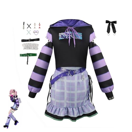 Bubels Anime Akiyama Mizuki Cosplay Kostüm Kleid Halloween Outfit Komplettset,Purple-S von Bubels