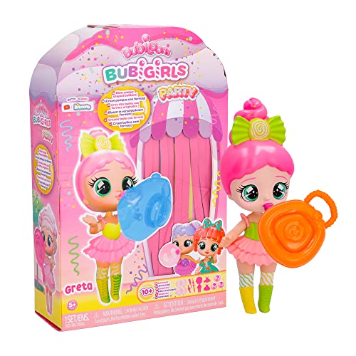 IMC Toys BUBIGIRLS Greta | Sammlerstück-Überraschungspuppe zum Verkleiden, die Luftballons aufblast, mit 12 Zubehörteilen – Geschenkspielzeug für Kinder ab 5 Jahren von IMC Toys