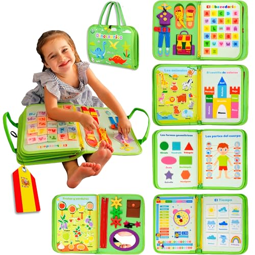 Bubufel Spanisch Busy Board Montessori aus Filz, Koffer mit Sensori-Paneelen, Montessori, Busy Book-Brett, Lernspielzeug 2, 3, 4 Jahre, Feinmotorik, Geschenke für Jungen Mädchen, Geburtstag Bubufel Spanisch Busy Board Montessori aus Filz, Koffer mit Sensori-Paneelen, Montessori, Busy Book-Brett, Lernspielzeug 2, 3, 4 Jahre, Feinmotorik, Geschenke für Jungen Mädchen, Geburtstag von Bubufel