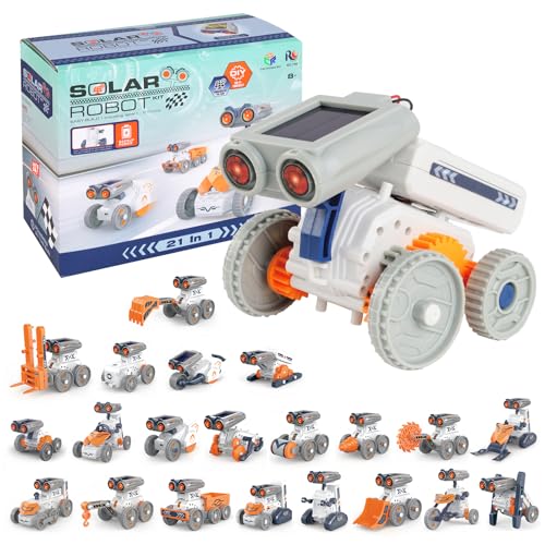 Bubuny 21-in-1 Solar Roboter Spielzeug für Kinder, Solar Robot Set DIY Bauspielzeug Experimente Spielzeug Bausatz, Solar Batteriebetriebener Roboter für ab 8 9 10 zum Weihnachten Geschenke von Bubuny