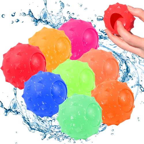 Bubuny Wiederverwendbare Wasserballons Wasserbomben, 8 Stück Wasserball Pool Spielzeug, Outdoor Wasserspielzeug für Kinder, Erwachsene, Wasserpark, Familienspiel, Sommer Spiele von Bubuny