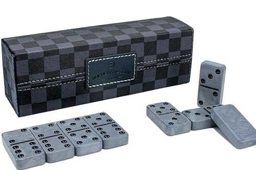 Bucher&Rossini Domino Spiel schwarz und grau Dominosteine Set mit 28 Dominosteinen für Erwachsene und Kinder ab 8 Jahren für gemeinsame Spielabende in der Familie（Grau）. von Bucher&Rossini