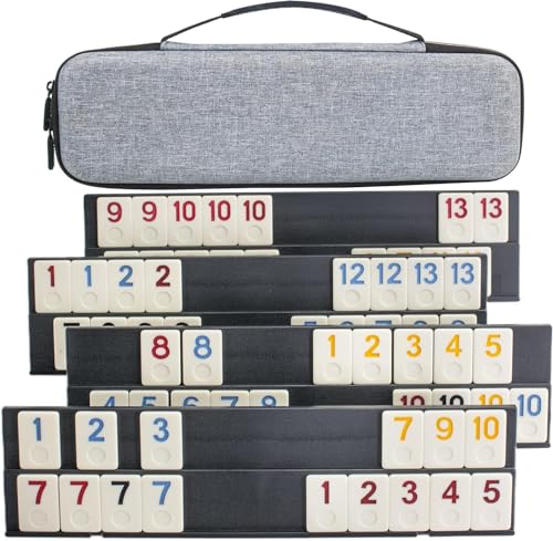 Bucher&Rossini Rummy Cup Spiel mit 4 Racks im Koffer, 106 Rummy Tiles Travel Set Rummi Spiel Original 4 Spieler für Familienspiele von Bucher&Rossini